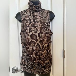 Cable & Gauge Sleeveless Snake Print Mesh Top